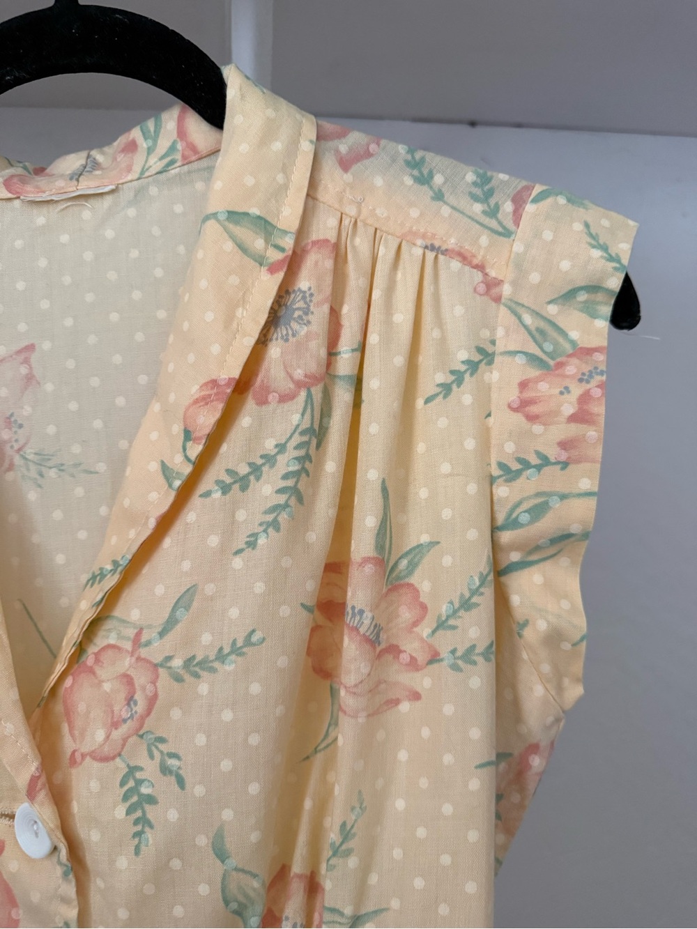 1970s Vintage Pale Peach Poppy Print Dress - Picture 4 of 6